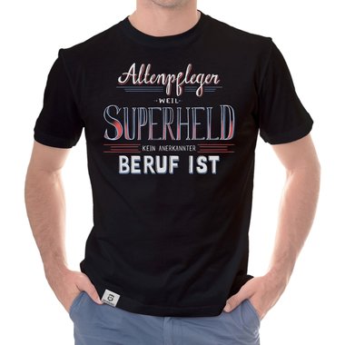 Herren T-Shirt - Altenpfleger - Superheld dunkelgrau-weiss S