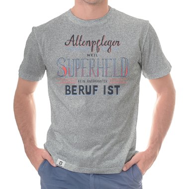 Herren T-Shirt - Altenpfleger - Superheld dunkelgrau-weiss S