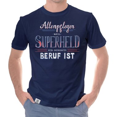 Herren T-Shirt - Altenpfleger - Superheld dunkelgrau-weiss S