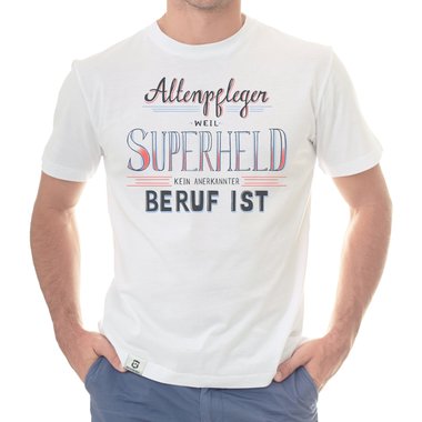Herren T-Shirt - Altenpfleger - Superheld dunkelgrau-weiss S
