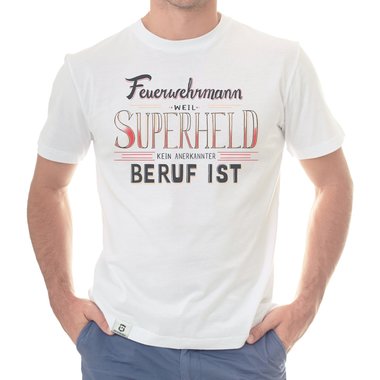 Herren T-Shirt - Feuerwehrmann - Superheld weiss-schwarz 5XL
