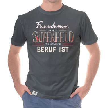 Herren T-Shirt - Feuerwehrmann - Superheld weiss-schwarz 5XL