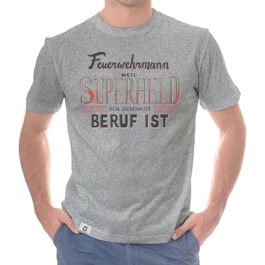 Herren T-Shirt - Feuerwehrmann - Superheld weiss-schwarz 5XL