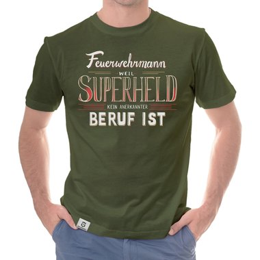 Herren T-Shirt - Feuerwehrmann - Superheld weiss-schwarz 5XL