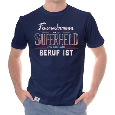 Herren T-Shirt - Feuerwehrmann - Superheld weiss-schwarz 5XL