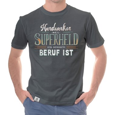 Herren T-Shirt - Handwerker - Superheld schwarz-weiss S