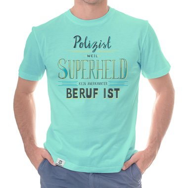 Herren T-Shirt - Polizist - Superheld weiss-dunkelgrau 5XL