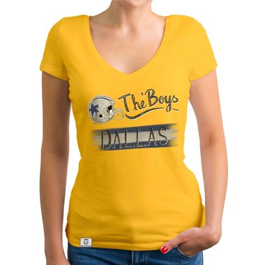 Damen T-Shirt V-Ausschnitt - The Boys - Dallas gelb-grau XXL