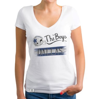 Damen T-Shirt V-Ausschnitt - The Boys - Dallas gelb-grau XXL
