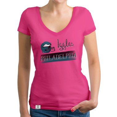 Damen T-Shirt V-Ausschnitt - Iggles - Philadelphia gelb-grn XXL