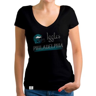 Damen T-Shirt V-Ausschnitt - Iggles - Philadelphia gelb-grn XXL