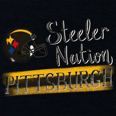 Damen T-Shirt V-Ausschnitt - Steeler Nation - Pittsburgh gelb-schwarz XS