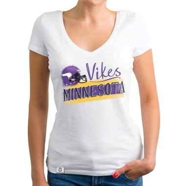 Damen T-Shirt V-Ausschnitt - Vikes - Minnesota