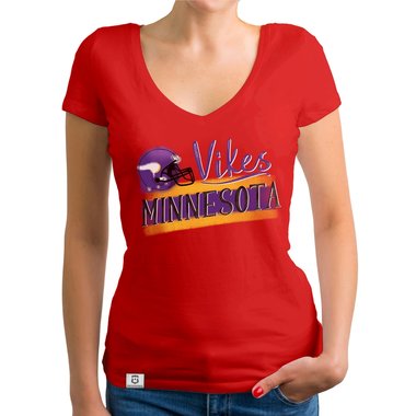 Damen T-Shirt V-Ausschnitt - Vikes - Minnesota