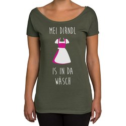 Damen T-Shirt U-Boot-Ausschnitt - Mei Dirndl is in da Wsch