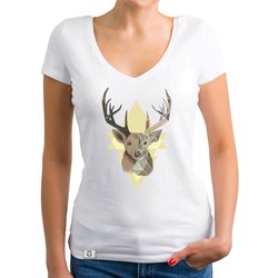 Damen T-Shirt V-Ausschnitt - Hirsch Grafikstyle