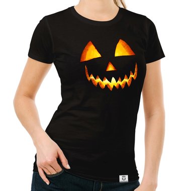 Damen T-Shirt - Halloween Kürbisgesicht