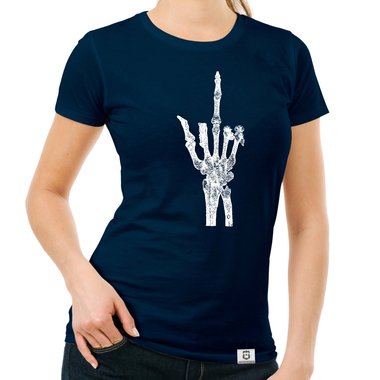 Damen T-Shirt - Skelett Mittelfinger