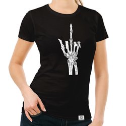 Damen T-Shirt - Skelett Mittelfinger