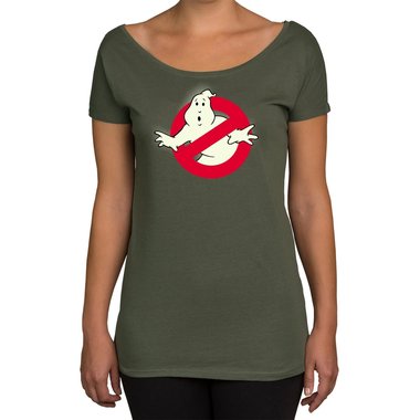 Damen T-Shirt U-Boot-Ausschnitt - Ghost Busters - Glow oliv-glow XS