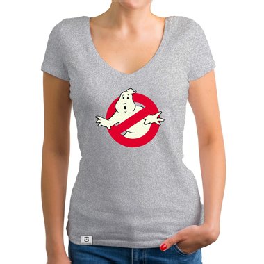 Damen T-Shirt V-Ausschnitt - Ghost Busters - Glow