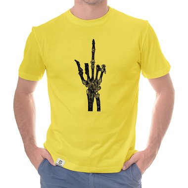 Herren T-Shirt - Skelett Mittelfinger schwarz-weiss S