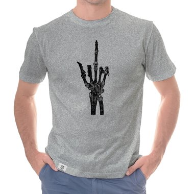 Herren T-Shirt - Skelett Mittelfinger schwarz-weiss S