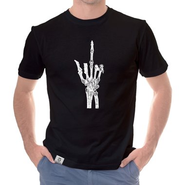 Herren T-Shirt - Skelett Mittelfinger trkis-schwarz XXXL