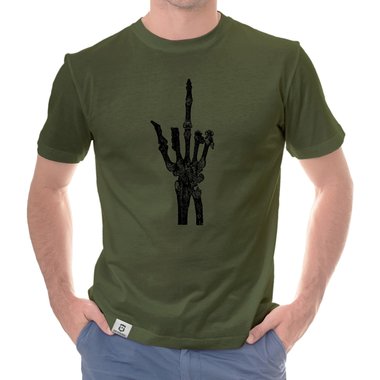 Herren T-Shirt - Skelett Mittelfinger trkis-schwarz XXXL