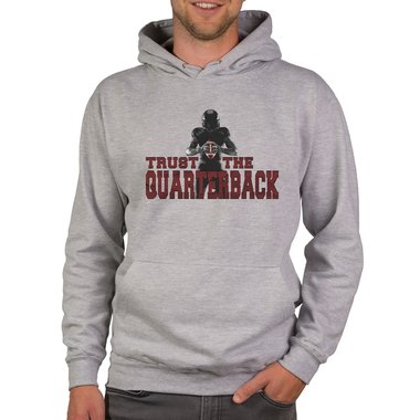 Herren Hoodie - Trust the Quarterback hellgrau-rot XS