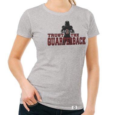 Damen T-Shirt - Trust the Quarterback dunkelblau-rot S