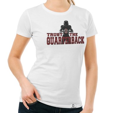 Damen T-Shirt - Trust the Quarterback dunkelblau-rot S