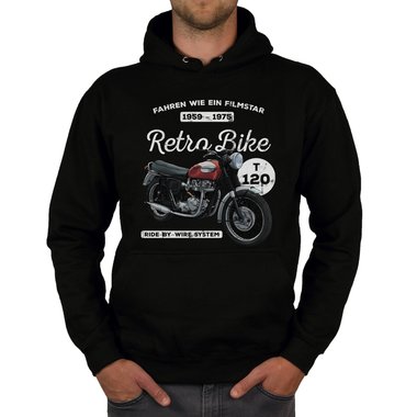 Herren Hoodie - Retro Bike schwarz-weiss 5XL