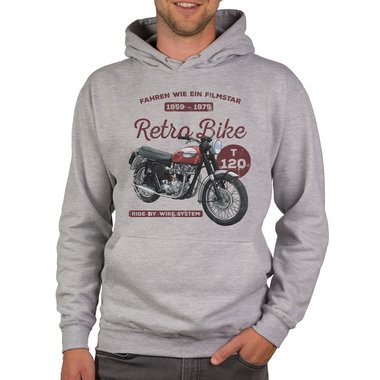 Herren Hoodie - Retro Bike schwarz-weiss 5XL