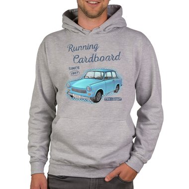 Herren Hoodie - Running Cardboard - Since 1957 dunkelgrau-hellblau XS