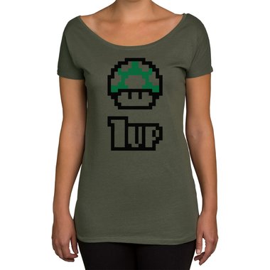 Damen T-Shirt U-Boot-Ausschnitt - Super Mario - 1 Up