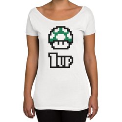 Damen T-Shirt U-Boot-Ausschnitt - Super Mario - 1 Up