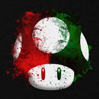 Herren T-Shirt - Super Mario - Pilz dunkelblau-rot S