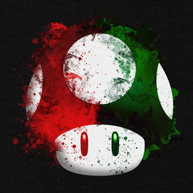 Herren T-Shirt - Super Mario - Pilz dunkelblau-rot S