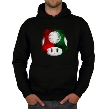 Herren Hoodie - Super Mario - Pilz dunkelgrau-rot XS