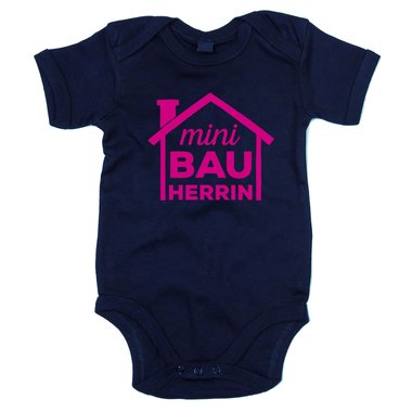 Baby Body - Mini Bauherrin dunkelblau-fuchsia 50-62