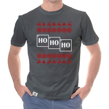 Herren T-Shirt - HO HO HO dunkelblau-weiss S