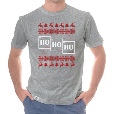 Herren T-Shirt - HO HO HO dunkelblau-weiss S