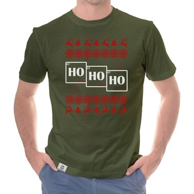 Herren T-Shirt - HO HO HO dunkelblau-weiss S