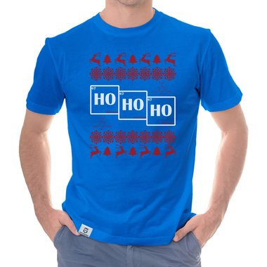 Herren T-Shirt - HO HO HO dunkelblau-weiss S
