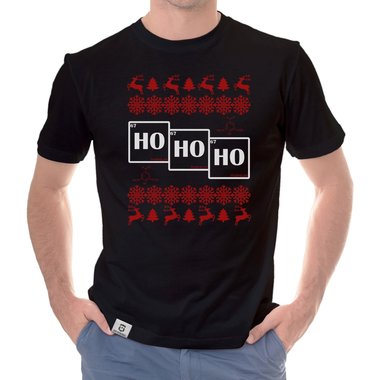 Herren T-Shirt - HO HO HO dunkelblau-weiss S