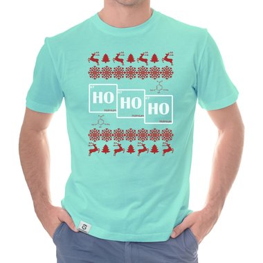 Herren T-Shirt - HO HO HO t�rkis-weiss XXXL