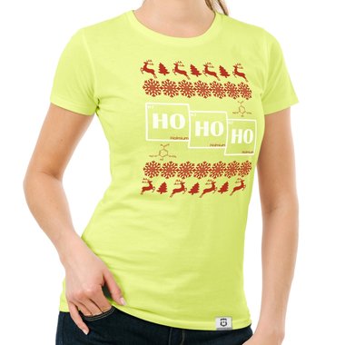 Damen T-Shirt - HO HO HO dunkelblau-weiss S