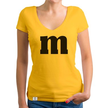 Damen T-Shirt V-Ausschnitt - M und M weiss-schwarz XXL