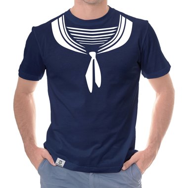 Herren T-Shirt - Matrose weiss-dunkelblau 5XL
